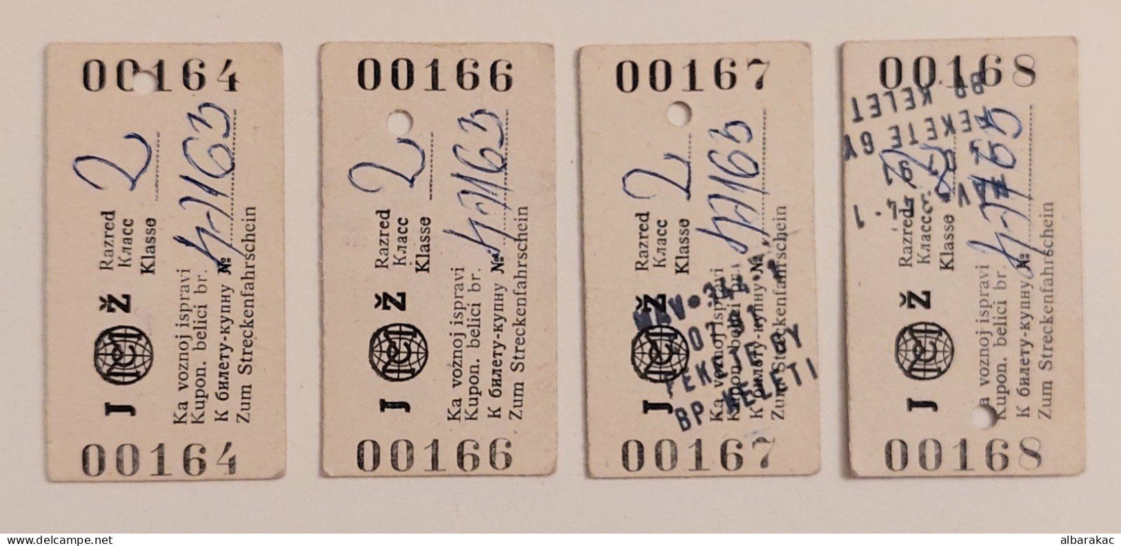 Yugoslavia To Hungary -   Railway Train 4 Cardboard Ticket ,ticket For Group Travel With Coupon - Europe