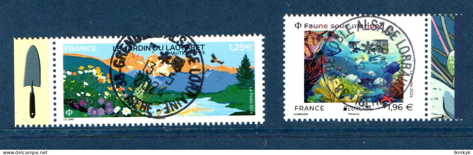 France 2024.Jardin Du Lautaret & Faune Sous Marine. Cachet. Rond Gomme D'origine - Used Stamps