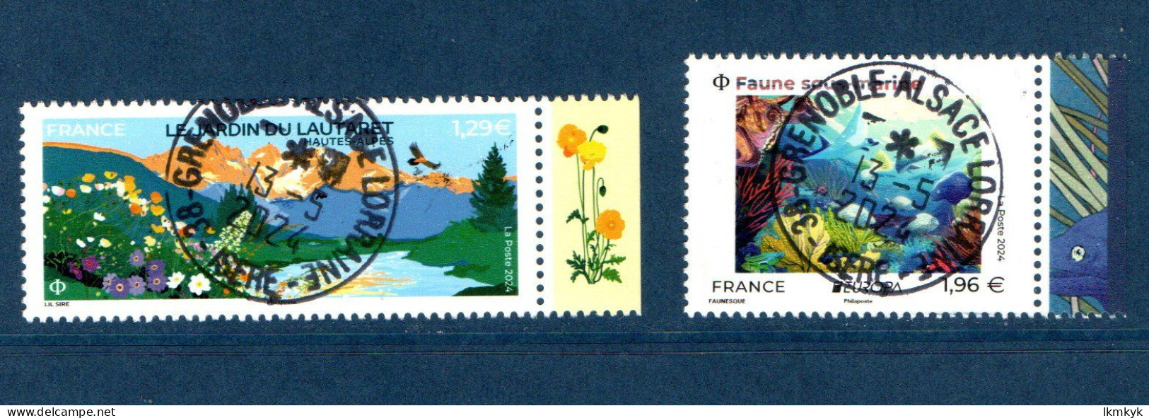 France 2024.Jardin Du Lautaret & Faune Sous Marine. Cachet. Rond Gomme D'origine - Used Stamps