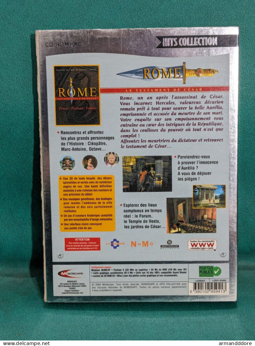 Jeu Pc Cd-rom ROME Le Testament De Cesar Enquete Au Coeur Du Pouvoir Romain Crimes Passions Pouvoir Bon Etat Envois Soig - Giochi PC