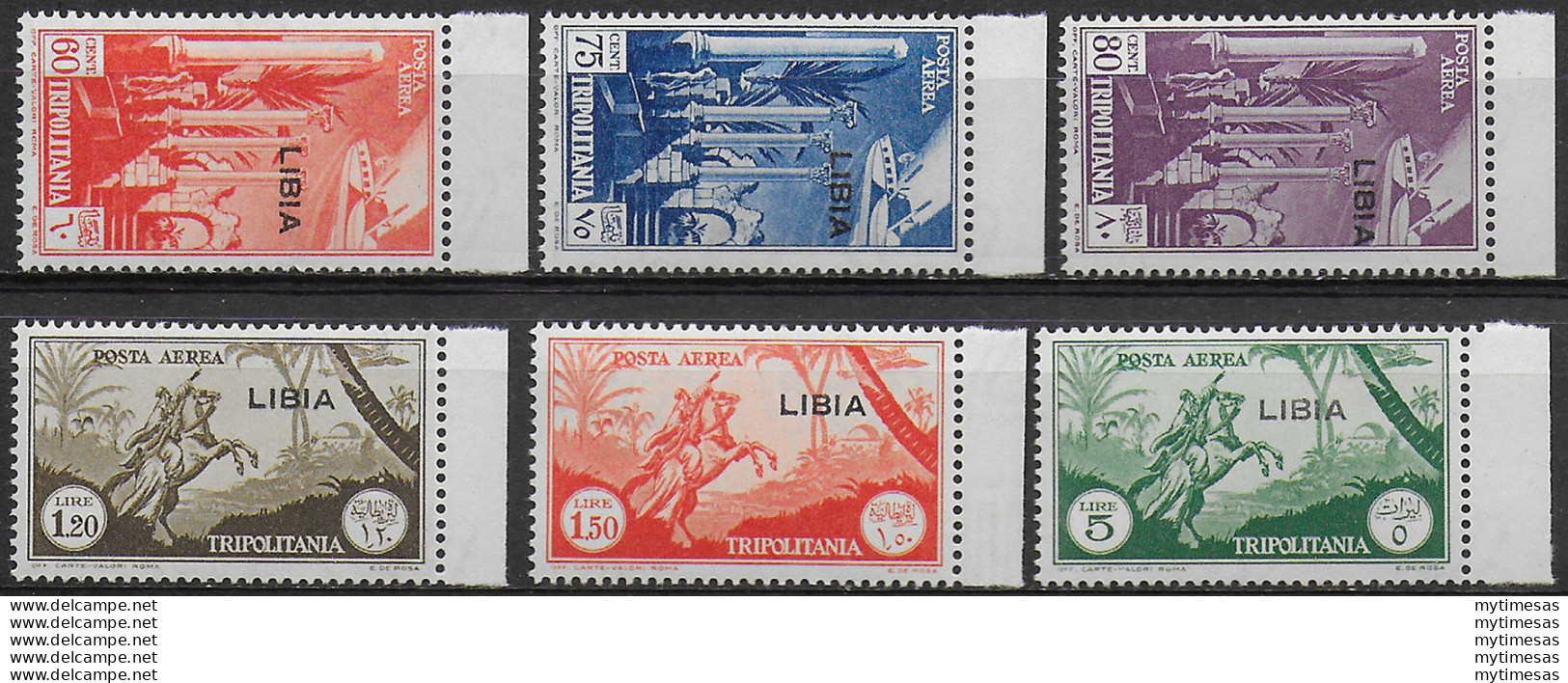 1940-41 Libia Airmail 5v. Overprinted MNH Sassone N. 46/51 - Autres & Non Classés