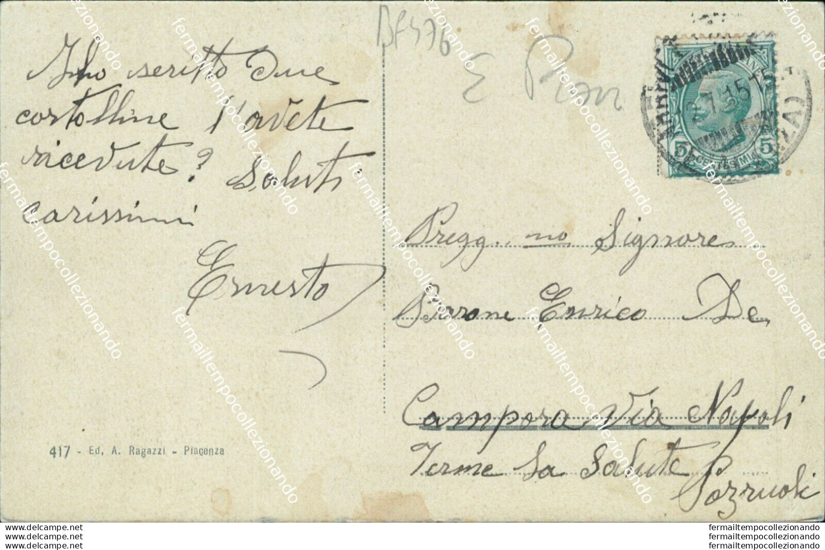 Bg476 Cartolina Piacenza Citta' Palazzo Della Posta E Telegrafi 1915 - Piacenza