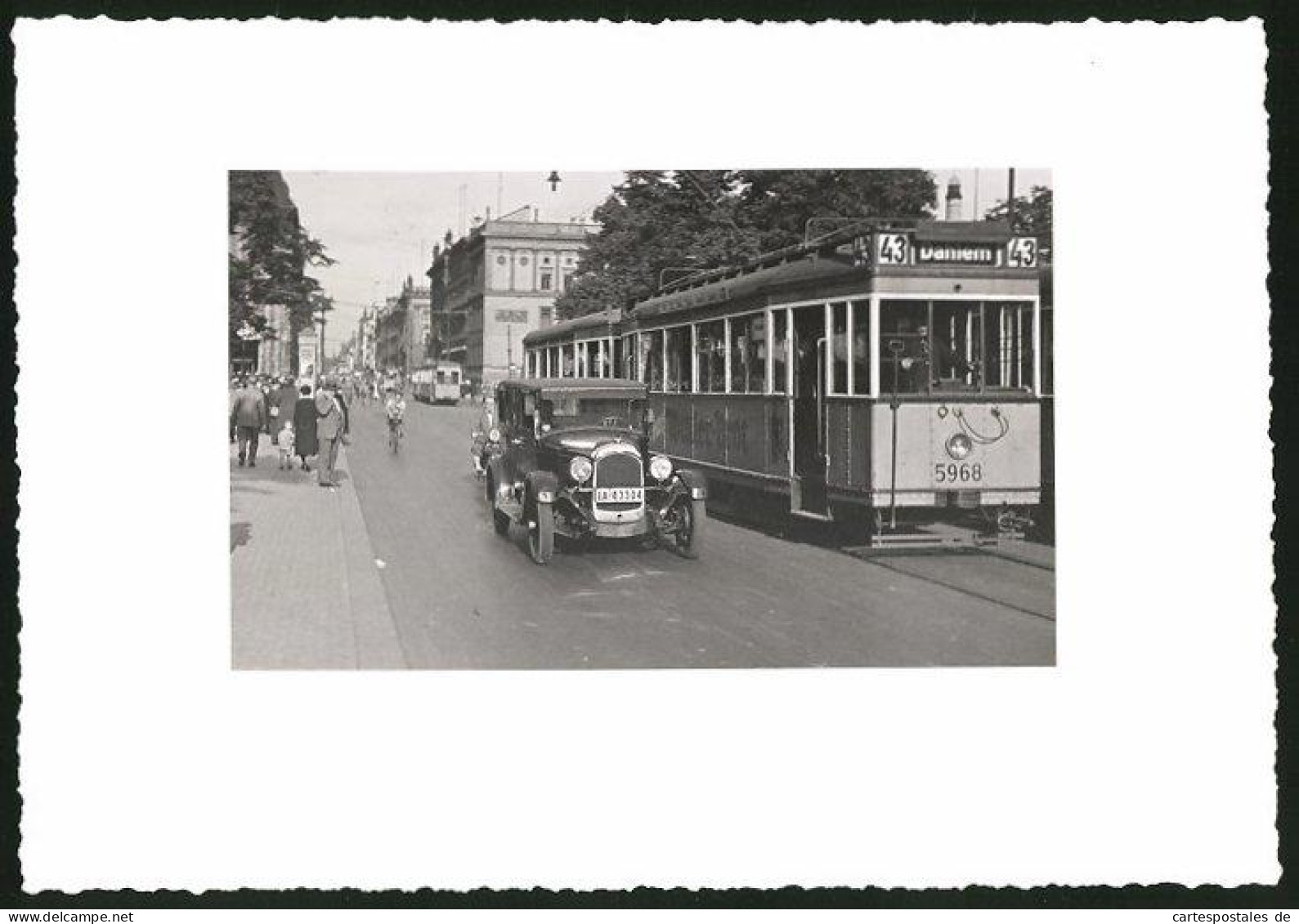 Fotografie Unbekannter Fotograf, Ansicht Berlin, Leipziger Strasse, Leipziger Platz, Strassenbahn Linie 43 Richtung Da  - Lieux