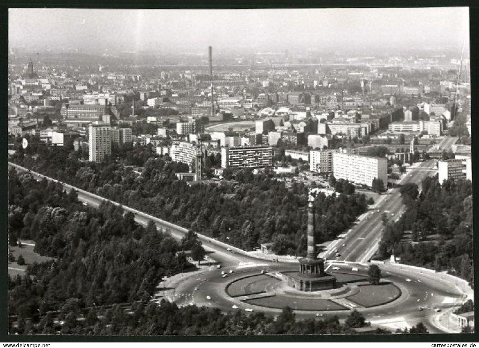 Fotografie Unbekannter Fotograf, Ansicht Berlin, Luftaufnahme Der Siegessäule & Hansa-Viertel 1964  - Orte