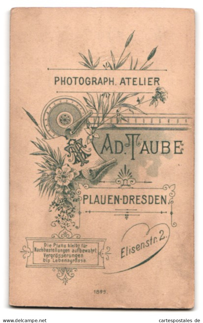 Fotografie Ad. Taube, Plauen-Dresden, Elisenstr. 2, Portrait Kleinkind Im Im Sessel Sitzend  - Personnes Anonymes