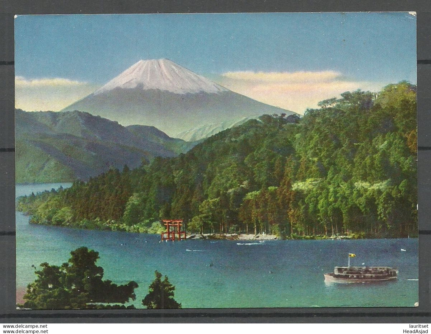 JAPAN Nippon A View Looking Over A Crater Lake Ashi-no-ko From The Ceder Ave  Air Mail Post Card, Sent To Denmark 1962 - Autres & Non Classés