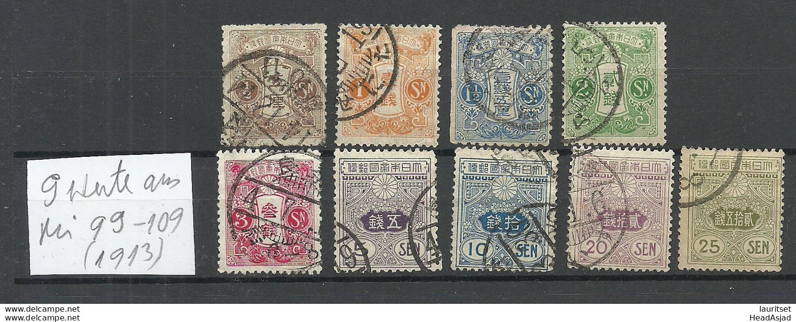 JAPAN Nippon 1919 = 9 Values From Set Michel 99 - 109 O - Usati