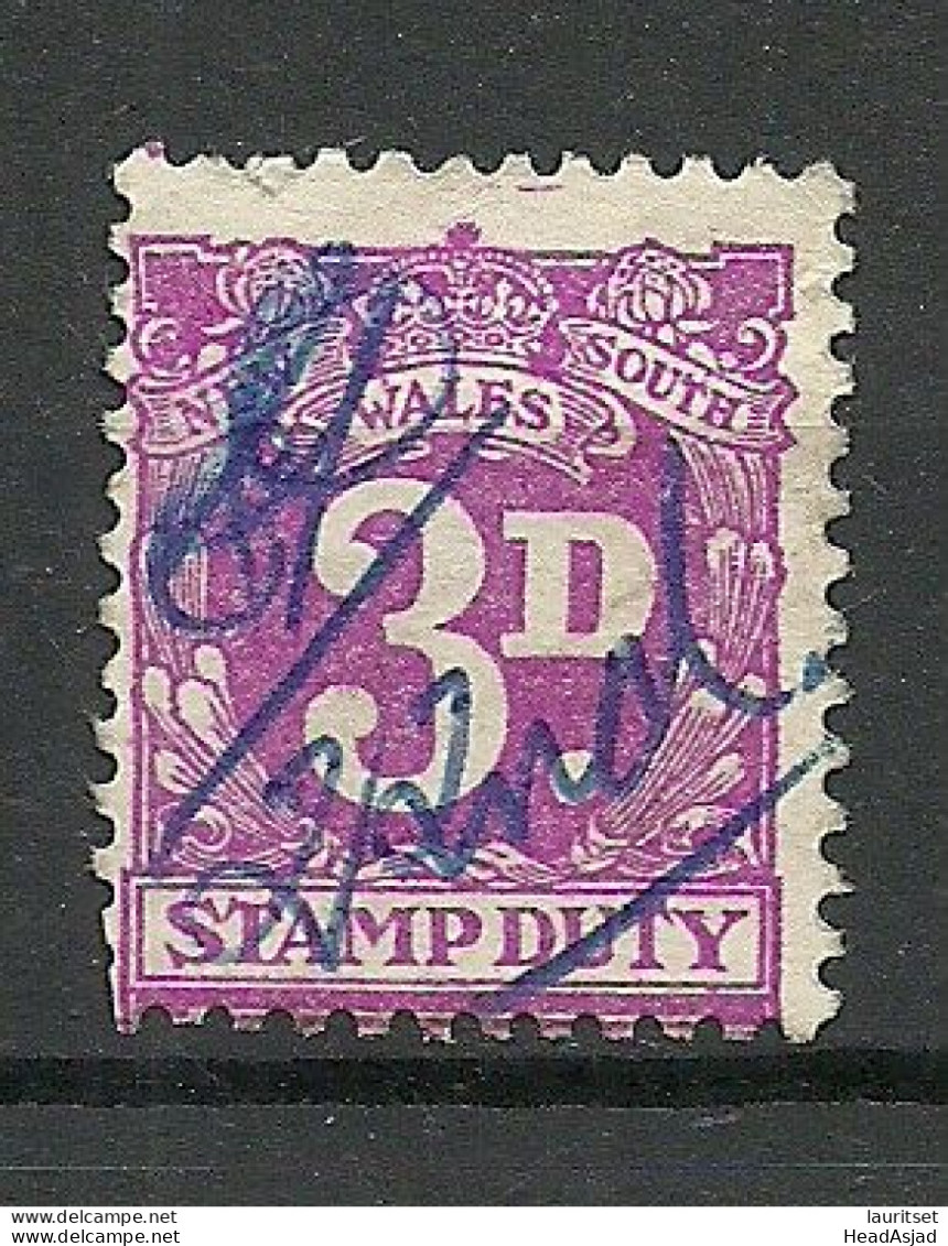 NEW SOUTH WALES AUSTRALIA 3 D. Stamp Duty O Revenue Tax - Used Stamps