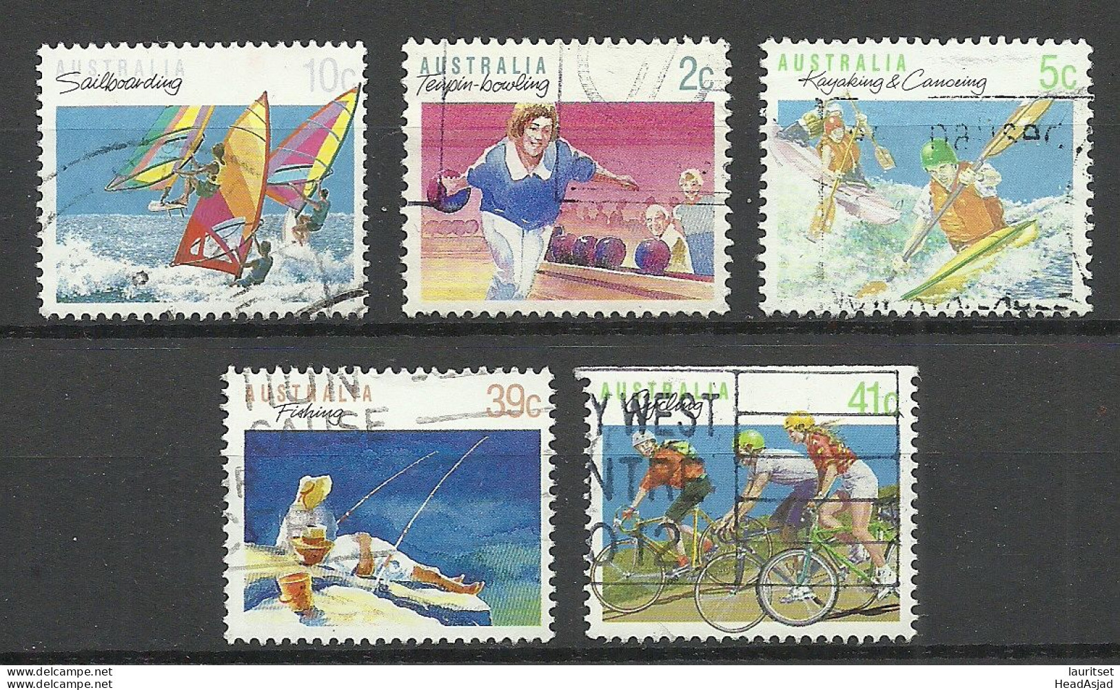 AUSTRALIA - Vacation Urlaub Ferien Sport Summer, 5 Stamps, O Bowling Canoeing Sailboarding Fishing Etc. - Other & Unclassified