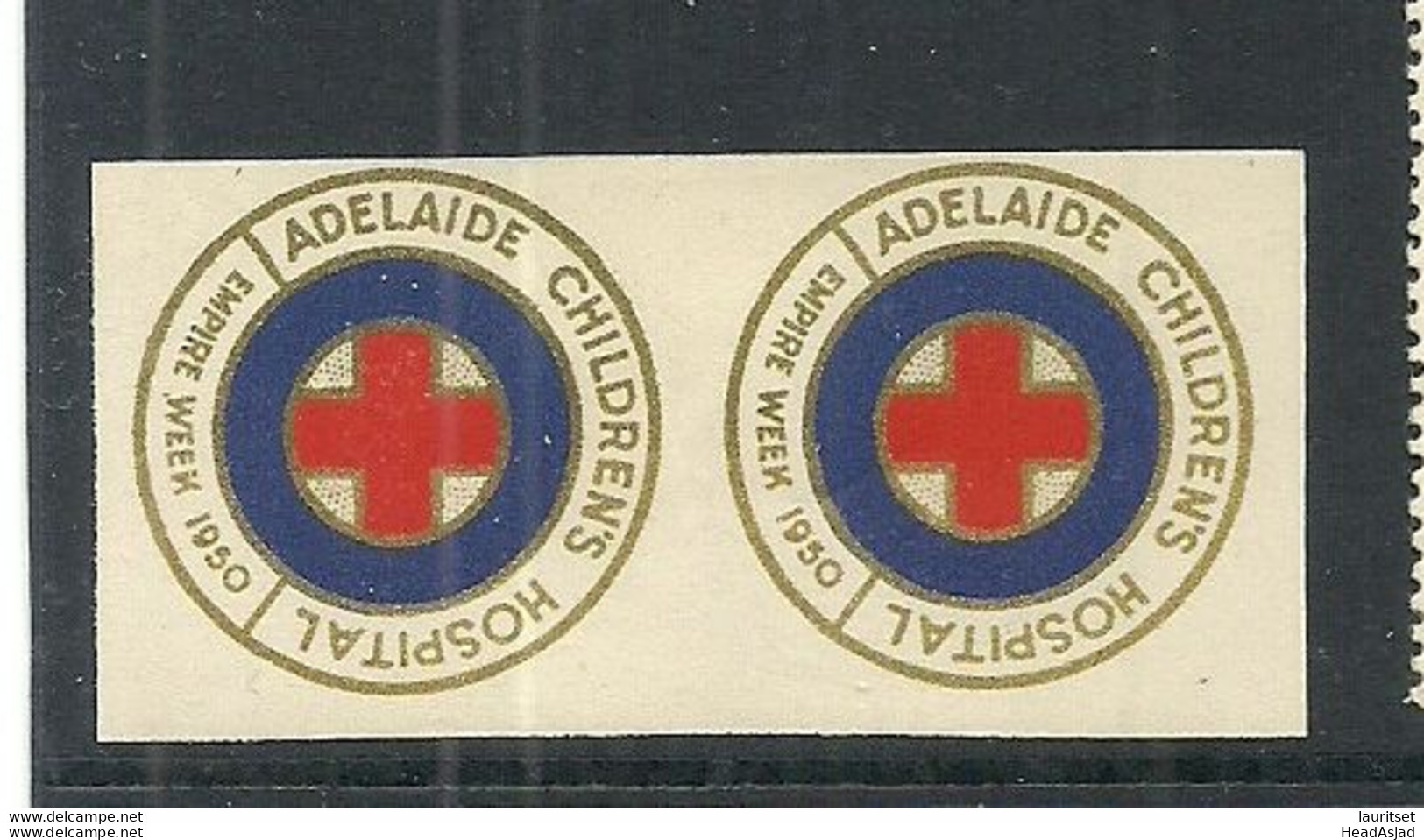 AUSTRALIA 1950 Adelaide Childrens Hospital Red Cross Roter Kreuz Vignette Poster Stamp Charity. Stamp Pair * - Werbemarken, Vignetten