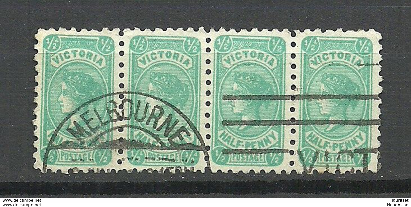 VICTORIA AUSTRALIA 1901 Michel 131 As 4-stripe Queen Victoria O Melbourne - Gebruikt