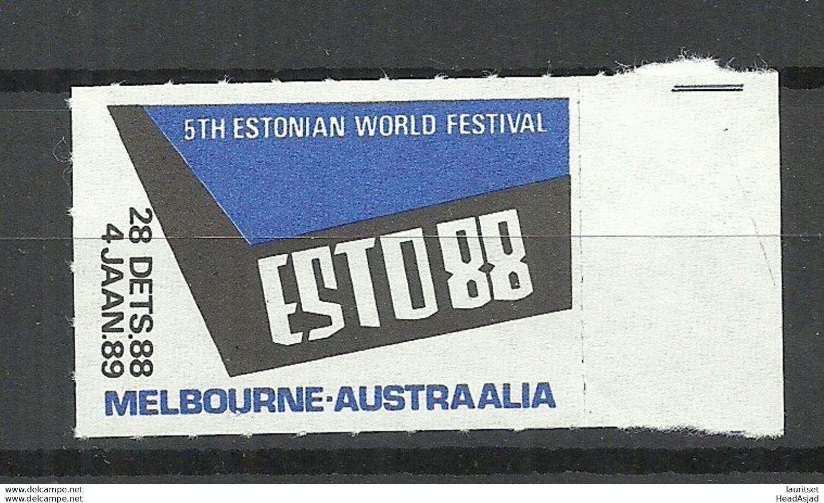 Estland Estonia In Exile 1988 ESTO Australia Melbourne Vignette MNH - Estonia