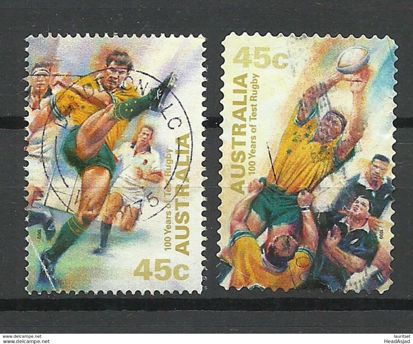 AUSTRALIA 1999 Michel 1825 - 1826 Sport Rugby -Meisterschaften O - Rugby