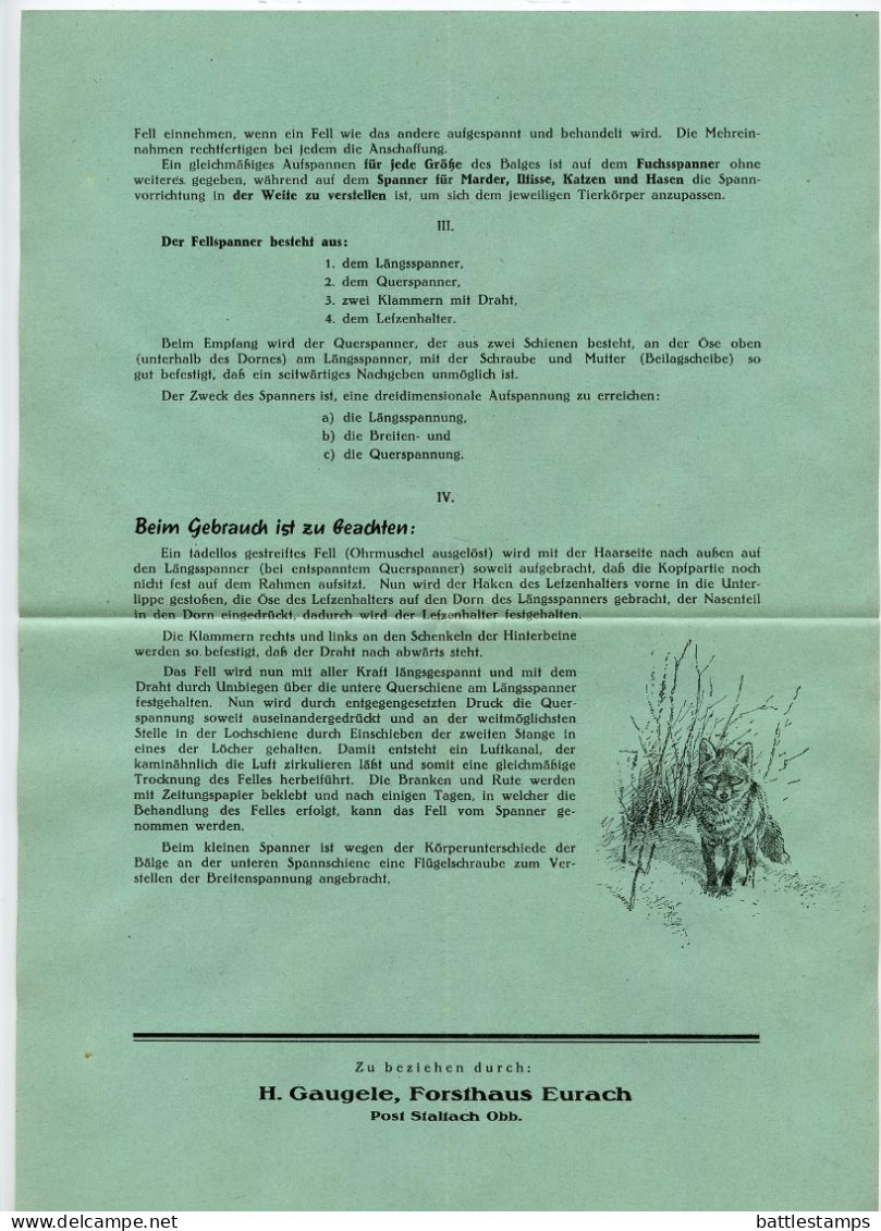 Germany 1939 Cover W/ Advert. & Reply Card; Staltach - Forsthaus Eurach To Schiplage; 3pf. Hindenburg - Covers & Documents