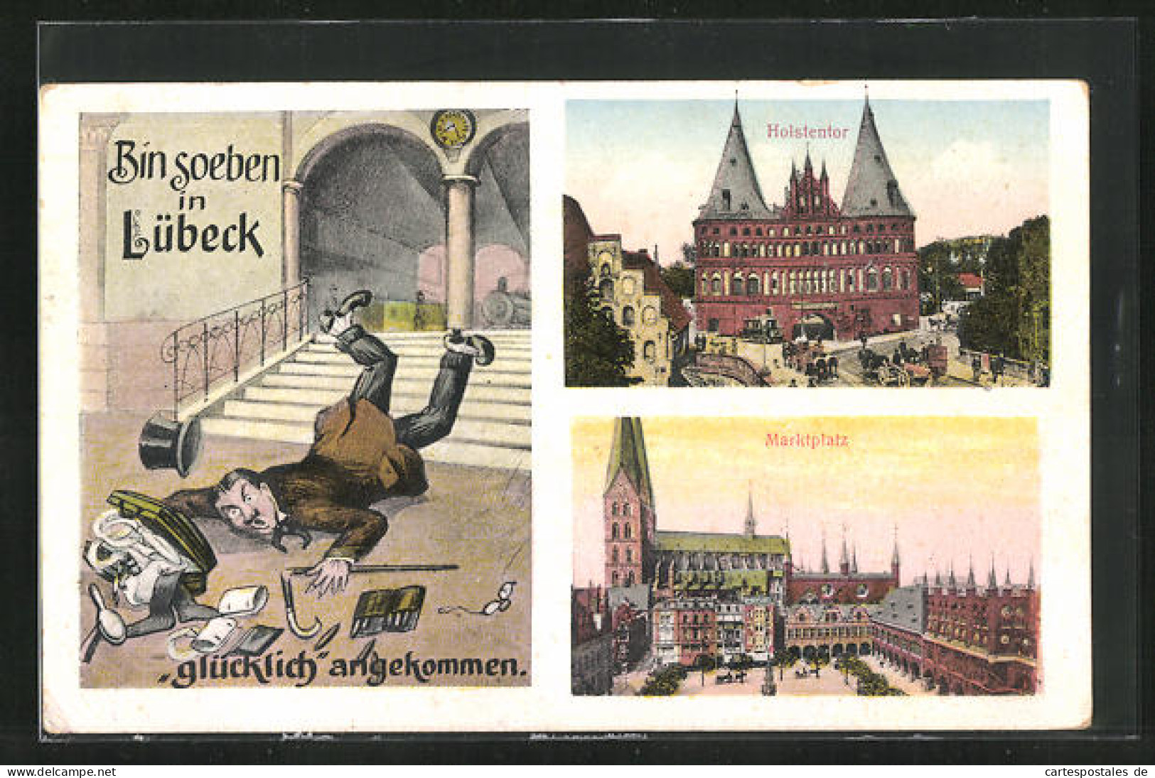 AK Lübeck, Holstentor, Marktplatz Im Abendrot  - Lübeck