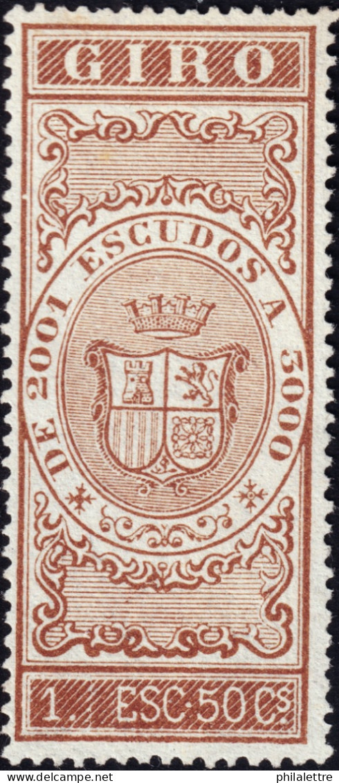 ESPAGNE / ESPAÑA - COLONIAS (Cuba) 1868 Sellos Para GIRO Fulcher 655/6 1,50Esc Castaño - Sin Gomar - Cuba (1874-1898)