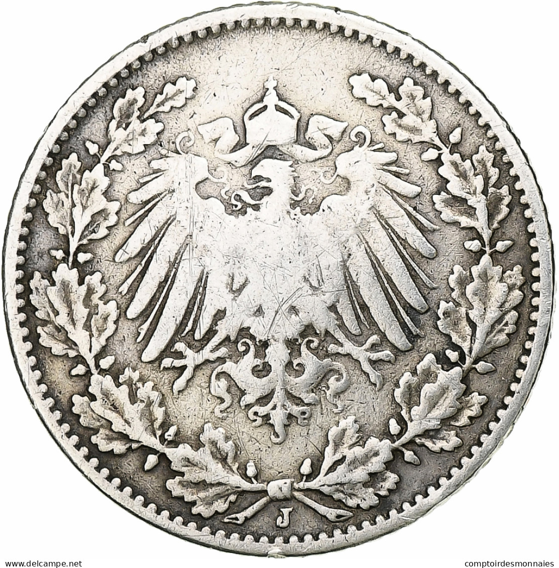 Allemagne, Wilhelm II, 1/2 Mark, 1906, Hambourg, Argent, TB+, KM:17 - 1/2 Mark