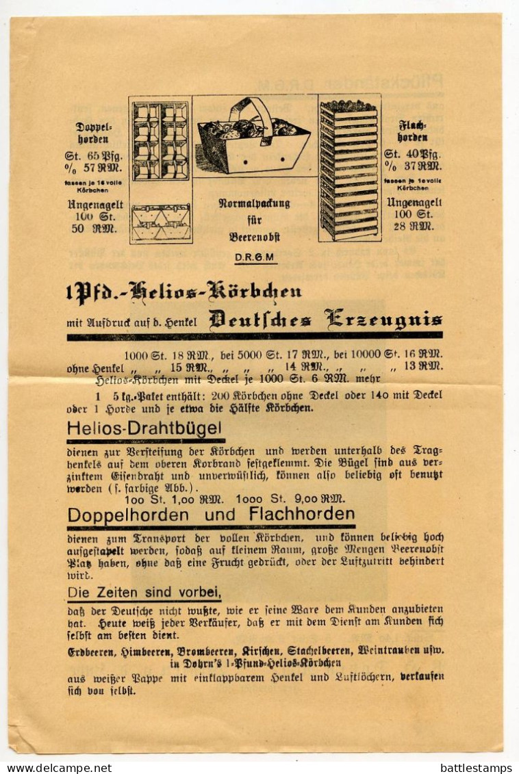 Germany 1937 Cover W/ Advert. & Strawberries Postcard; Winsen (Luhe) - P.H. Dohrn Nachflg., Gartenbau Und Bedarfsartikel - Briefe U. Dokumente