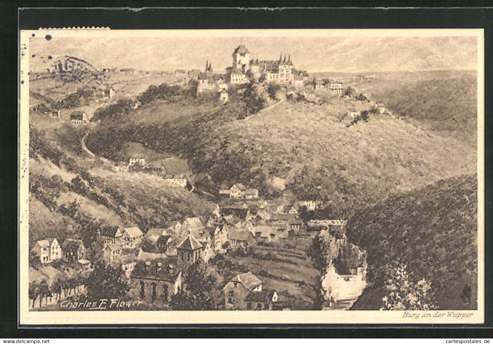 Künstler-AK Charles F. Flower: Burg An Der Wupper, Teilansicht  - Autres & Non Classés