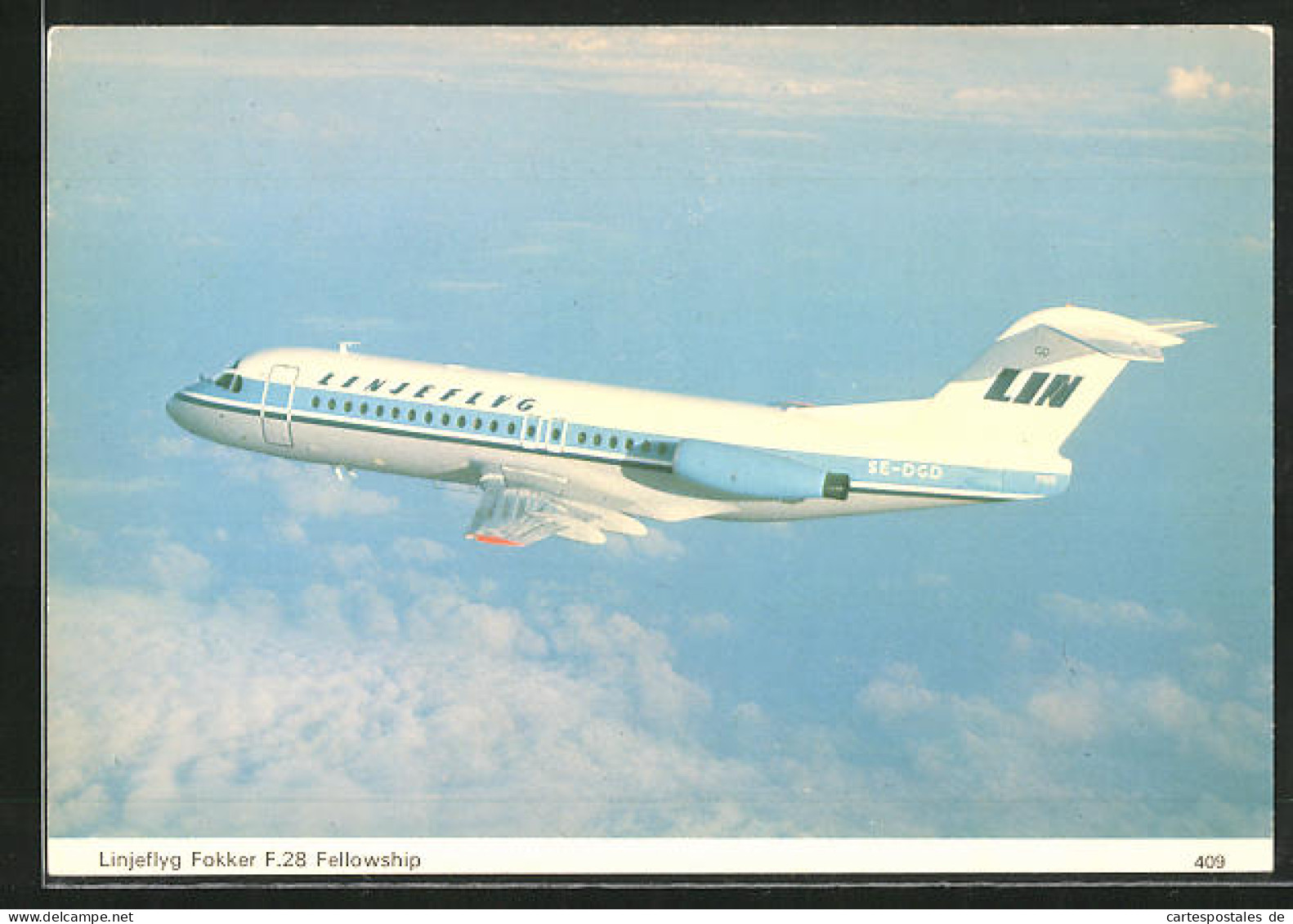 AK Linjeflyg Fokker F.28 Fellowship, Flugzeug  - 1946-....: Moderne