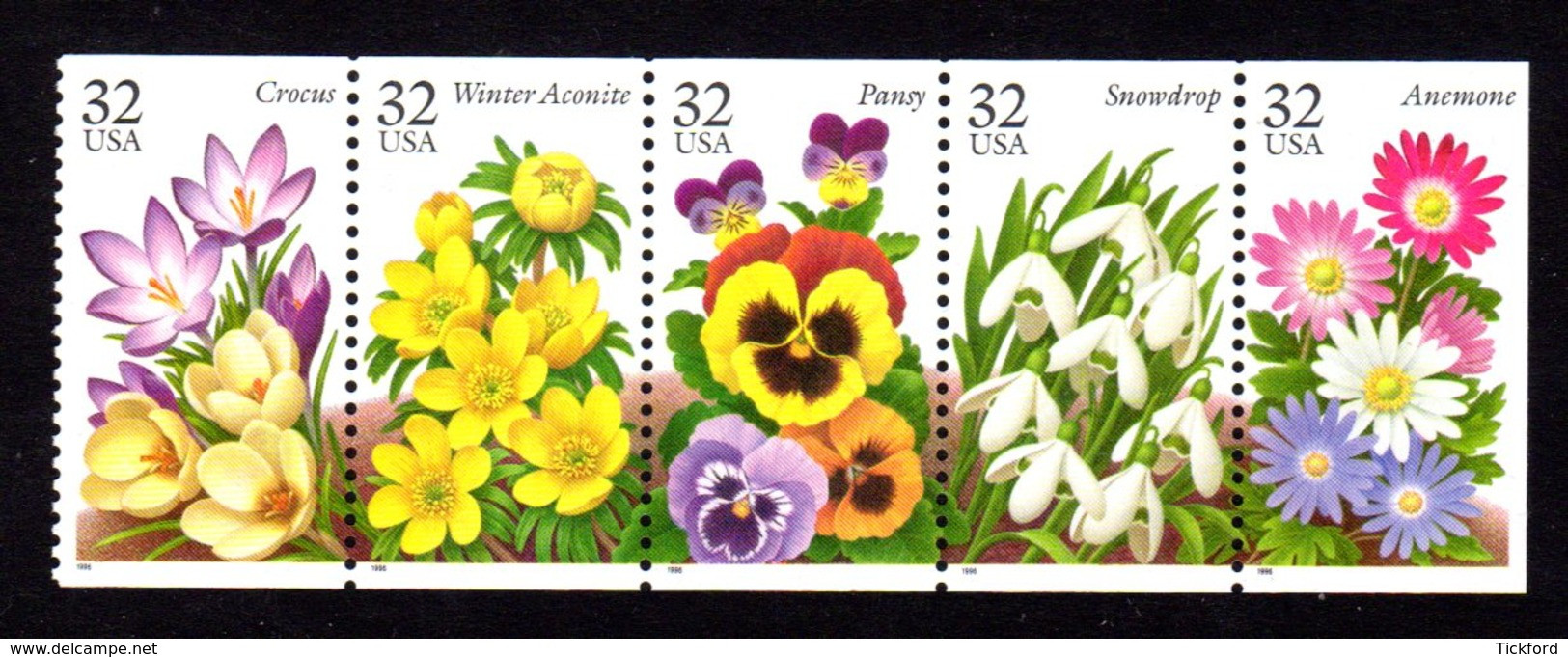 ETATS-UNIS / USA 1996 - Yvert #2467/2471 - Scott #3025/3029 - Neufs ** / MNH - Flore, Fleurs De Jardin - Neufs