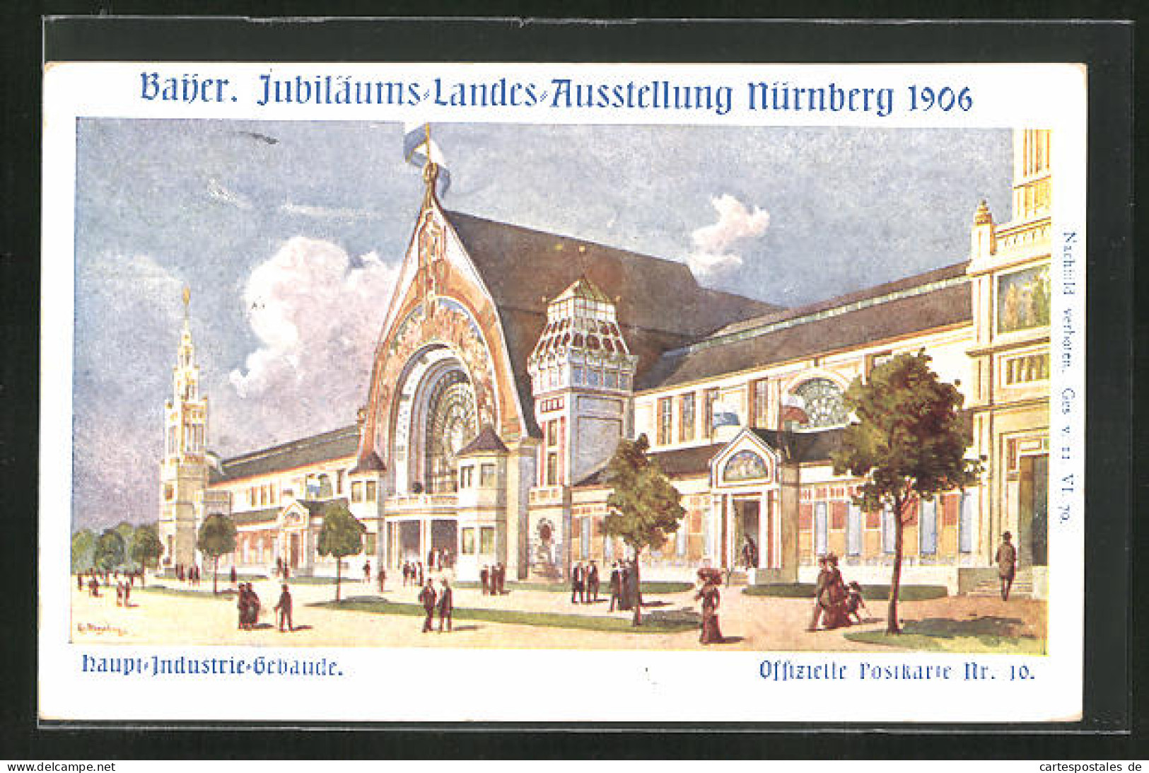 Künstler-AK Nürnberg, Bayer. Jubil.-Landes-Ausstellung 1906, Haupt-Industrie-Gebäude  - Expositions