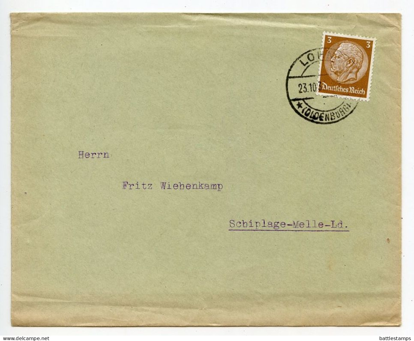 Germany 1936 Cover W/ Advertisement; Lohne (Oldenburg) - B. Landwehr, Geflügelkorbfabrik; 3pf. Hindenburg - Storia Postale