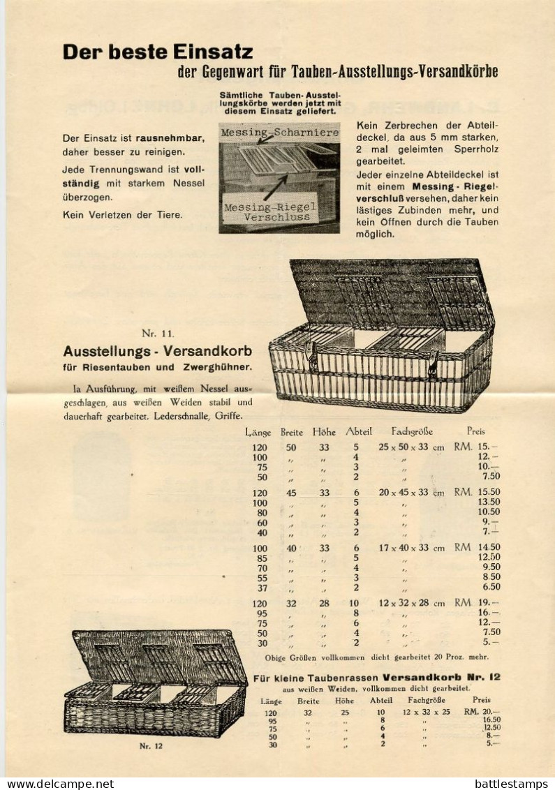 Germany 1936 Cover W/ Advertisement; Lohne (Oldenburg) - B. Landwehr, Geflügelkorbfabrik; 3pf. Hindenburg - Lettres & Documents