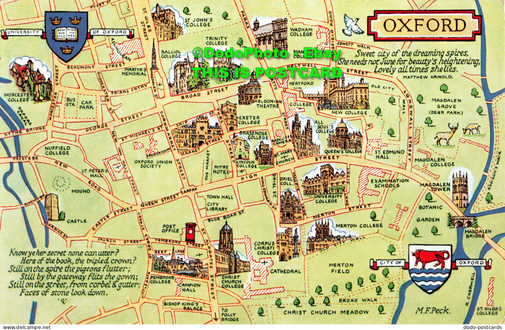 R413660 Oxford. Map. J. Salmon. Water Colour - Monde