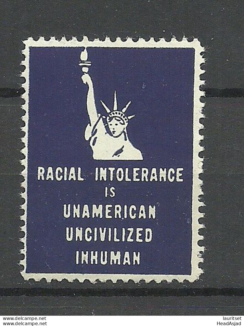 USA Racial Intolerance Etc. Vignette Propaganda Poster Stamp MNH - Erinnofilie