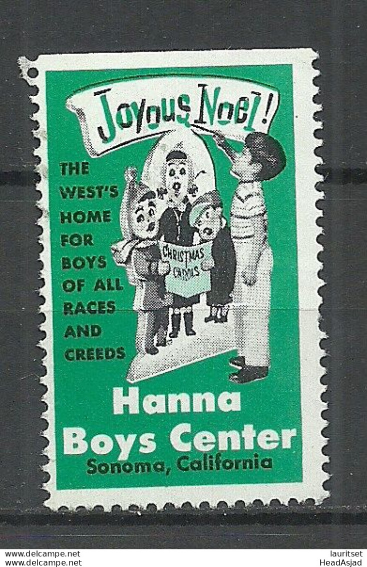 USA Boys Center Sanoma California Vignette Propaganda Poster Stamp (*) No Gum Noel Christmas - Erinnofilia