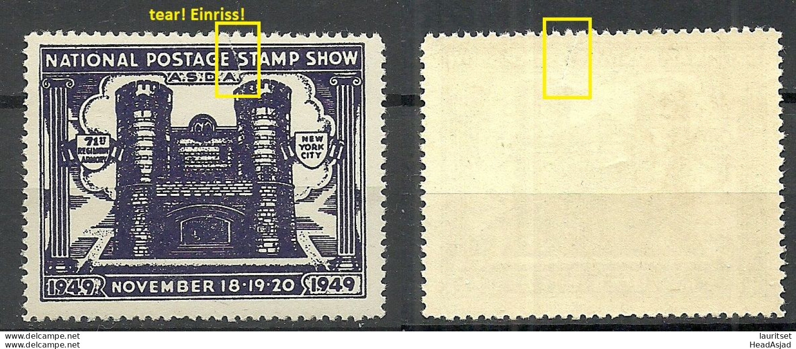 USA National Postage Stamp Show Vignette Advertising Poster Stamp Reklamemarke MNH NB! Tear At Upper Margin! - Vignetten (Erinnophilie)