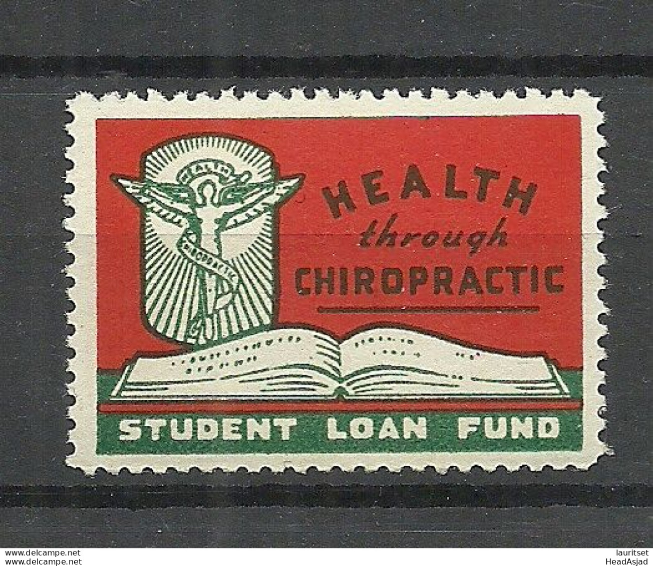 USA Health Through Ciropractic Student Loan Fund Vignette Poster Stamp MNH - Erinnofilie