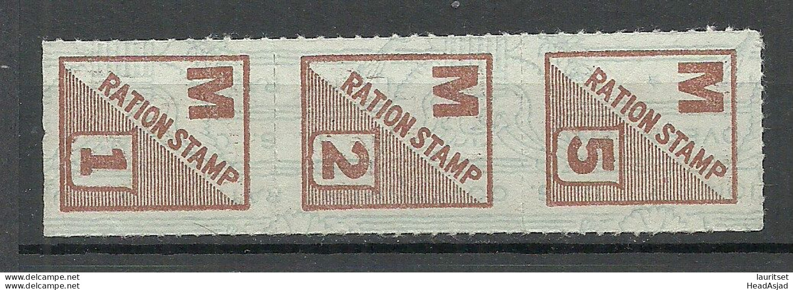 USA Ration Stamp Vignette As 3-stripe, Unused - Ohne Zuordnung