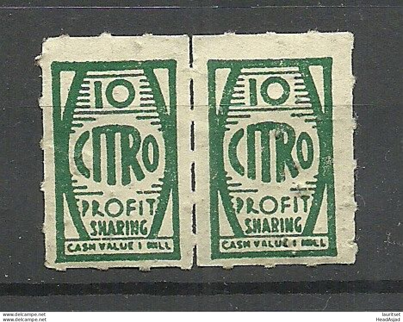 USA Vignettes Cash Value 1 Mill Profit Stamp Citro As Pair MNH - Unclassified