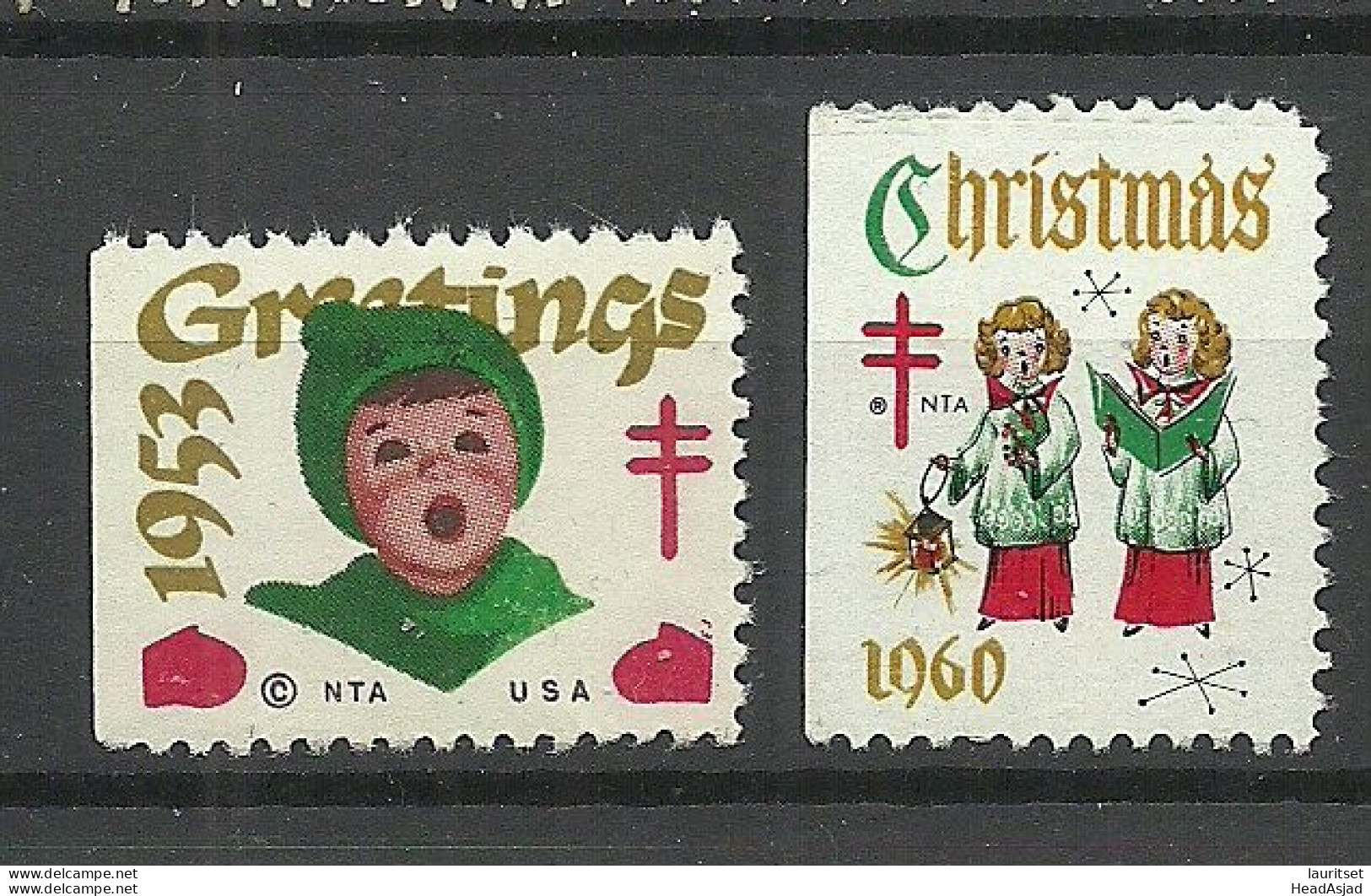 USA 1953 & 1960 Christmas Noel Weihnachten Vignetten Poster Stamps (*) - Christmas