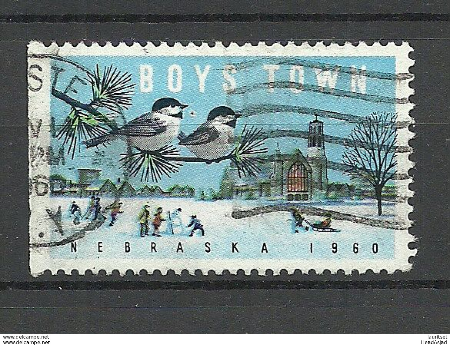 USA 1960 Christmas Weihnachten Boys Town Nebraska Cinderella Vignette Birds Vögel - Weihnachten