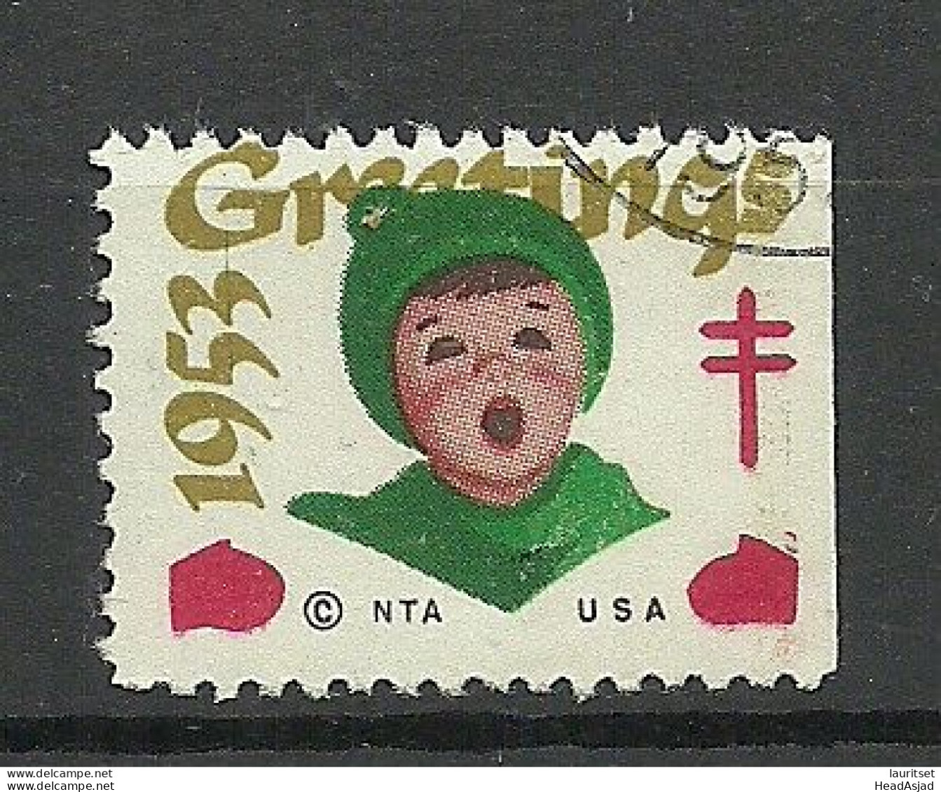 USA 1953 Christmas Noel Weihnachten Vignette Poster Stamp O - Christmas