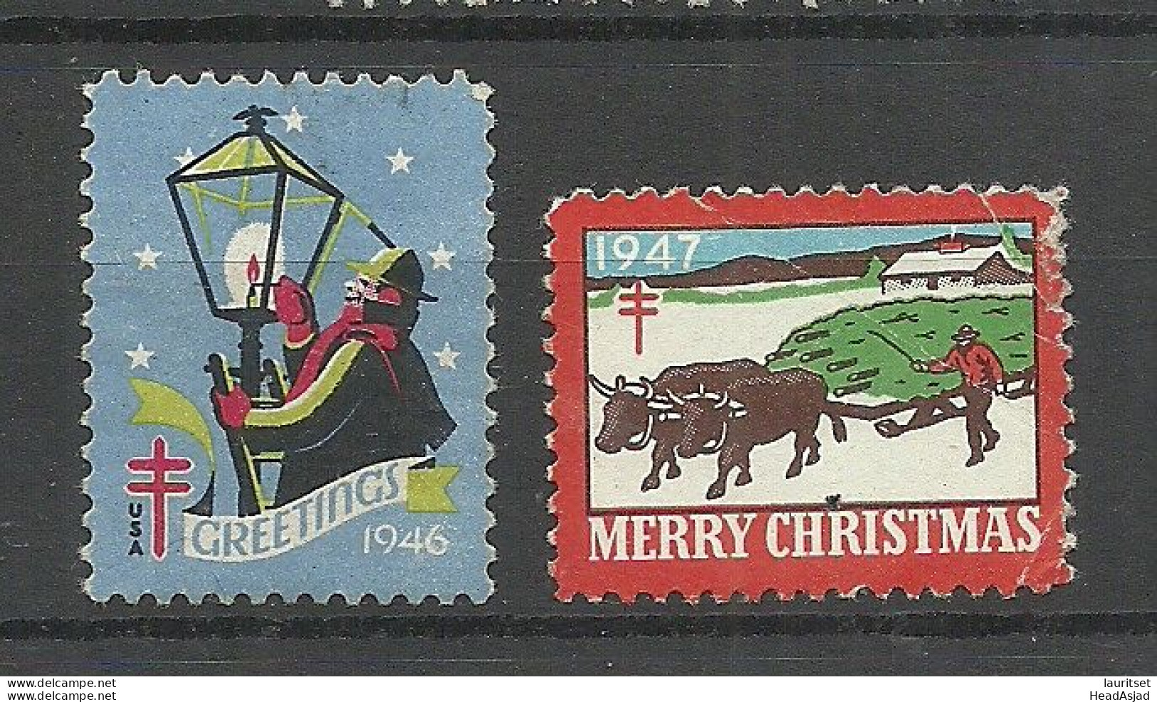 USA 1946-1947 Christmas Noel Weihnachten Vignetten Poster Stamps (*) - Noël