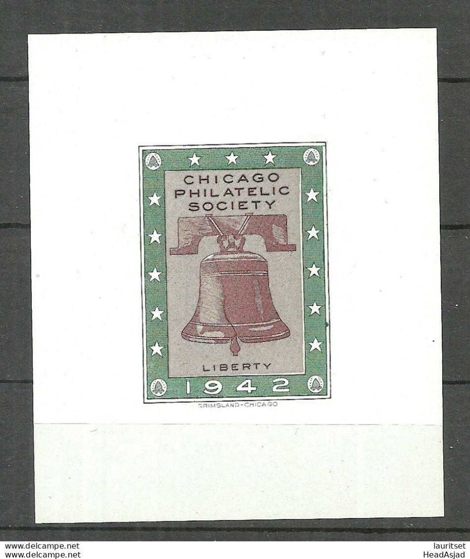 USA 1942 Chicago Philatelic Society Vignette Poster Stamp S/S MNH - Autres & Non Classés