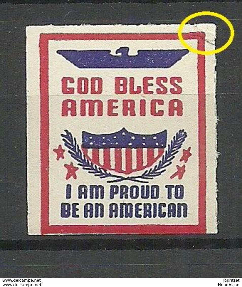 USA Vignette God Bless America MNH NB! Corner Fault! - Sonstige & Ohne Zuordnung