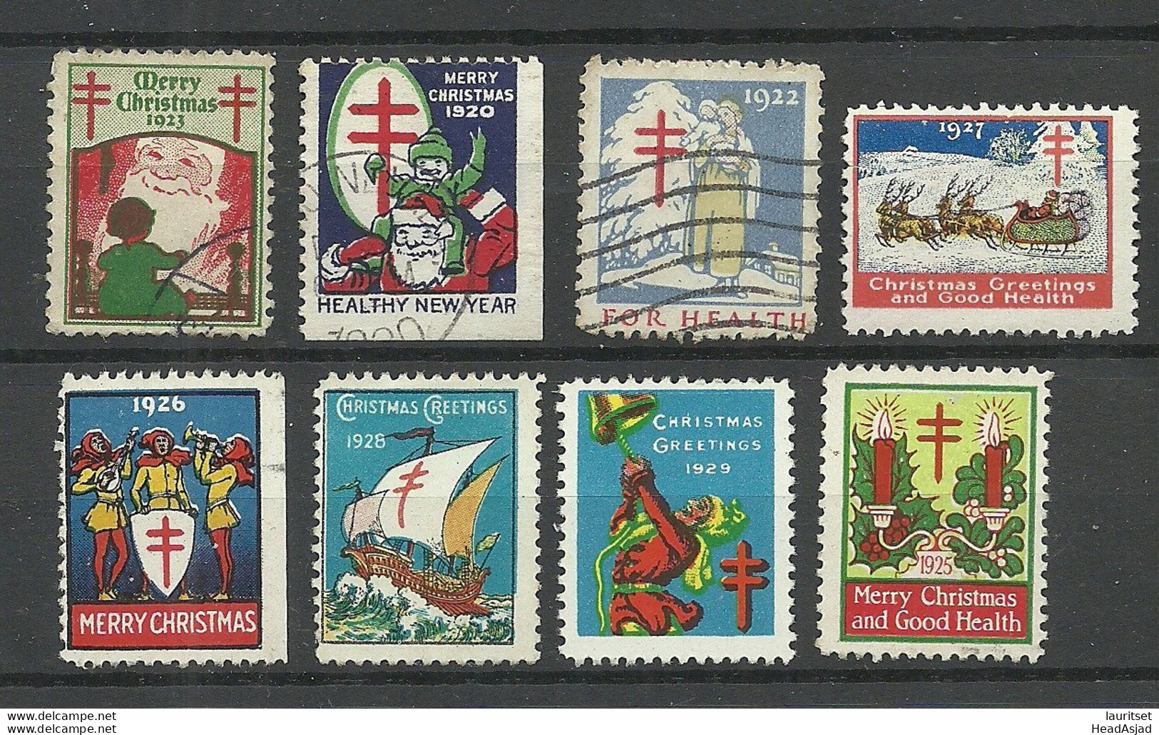 USA 1920-1929 Christmas Weihnachten Noel - Small Lot Of 8 Vignettes, Mint & Used - Weihnachten