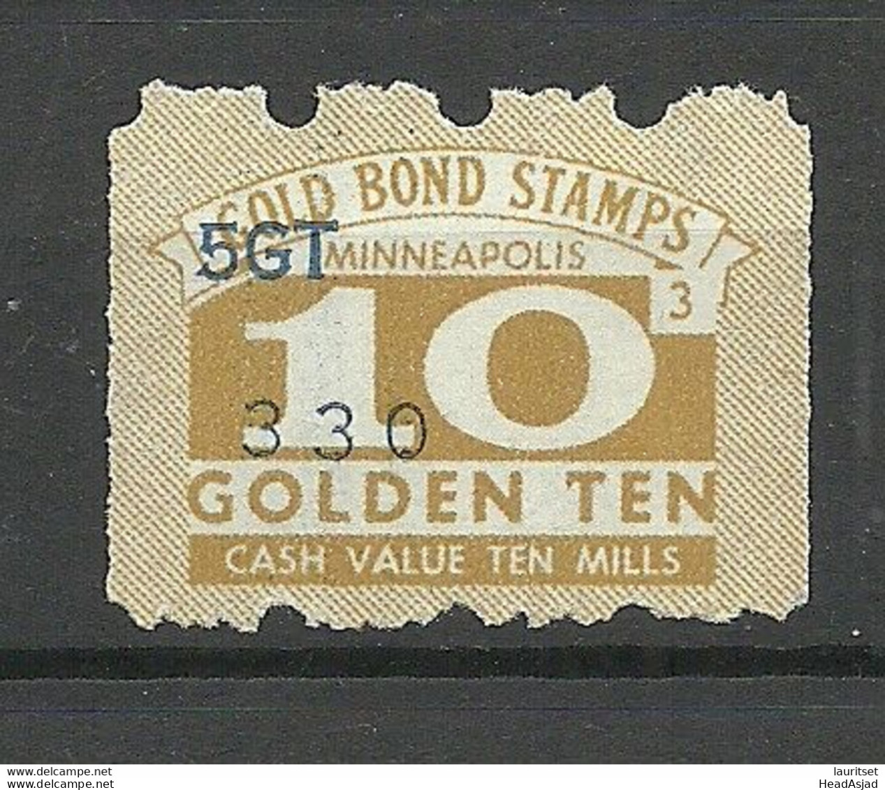 USA Gold Bond Stamp Minneapolis Vignette MNH - Non Classés