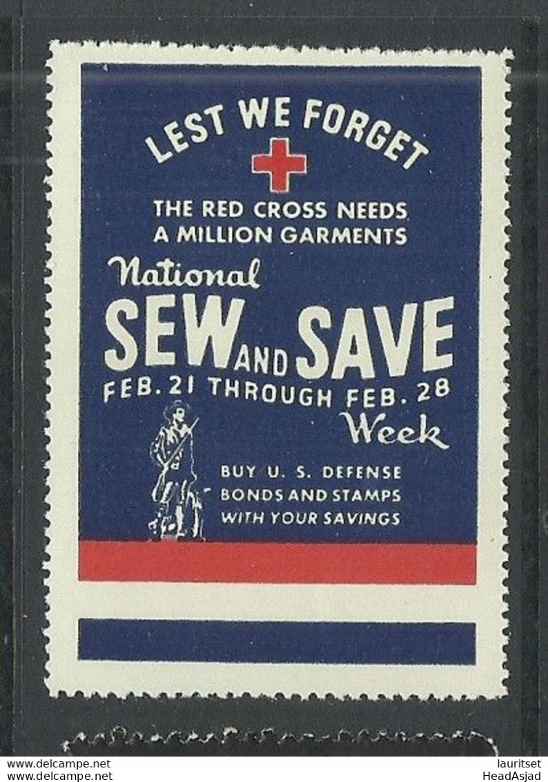 USA Red Cross Rotes Kreuz Vignette Charity Poster Stamp MNH - Red Cross