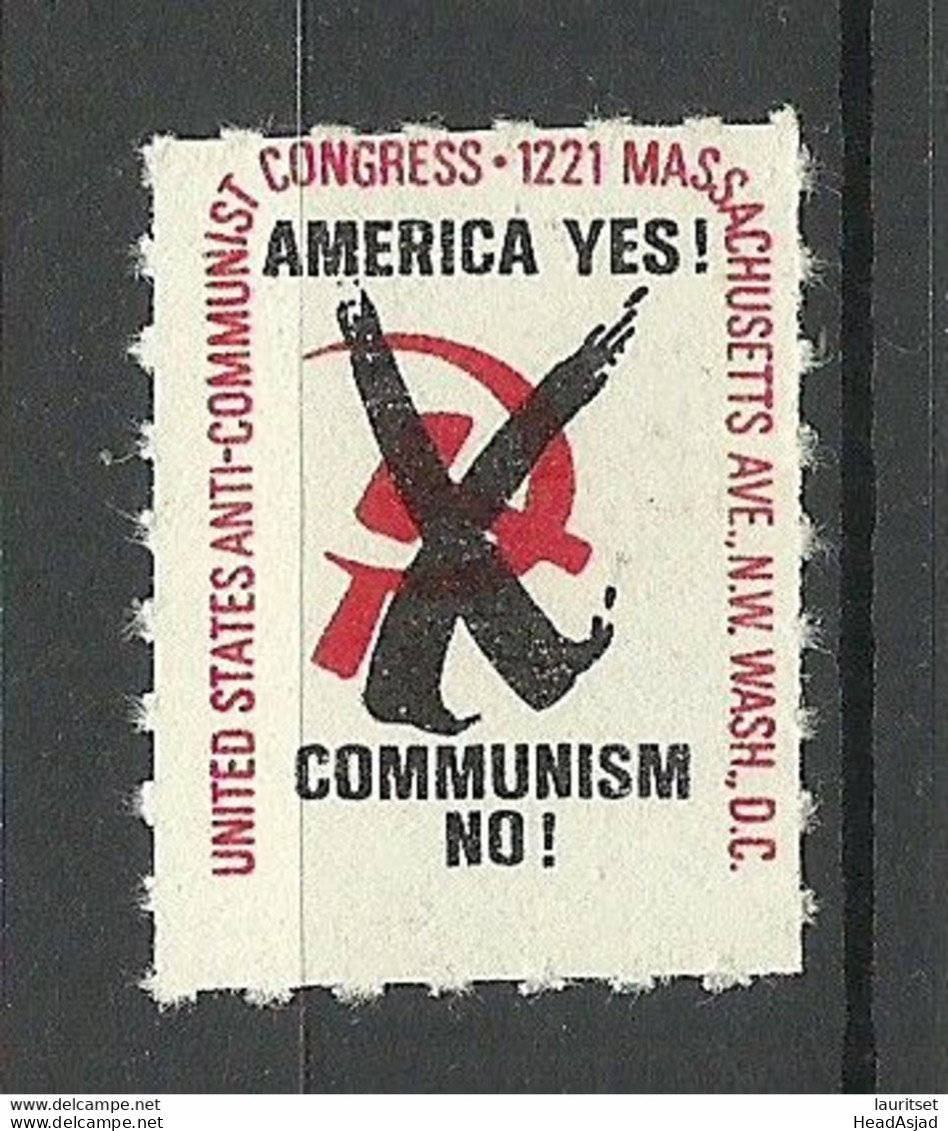 USA Anti Communist Congress Vignette Poster Stamp MNH - Cinderellas
