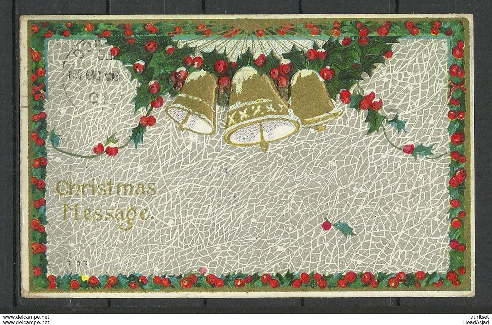 USA 1910 Red Cross Rotes Kreuz Vignette On Christmas Greetings Weihnachten Post Card Sent To Denmark - Autres & Non Classés