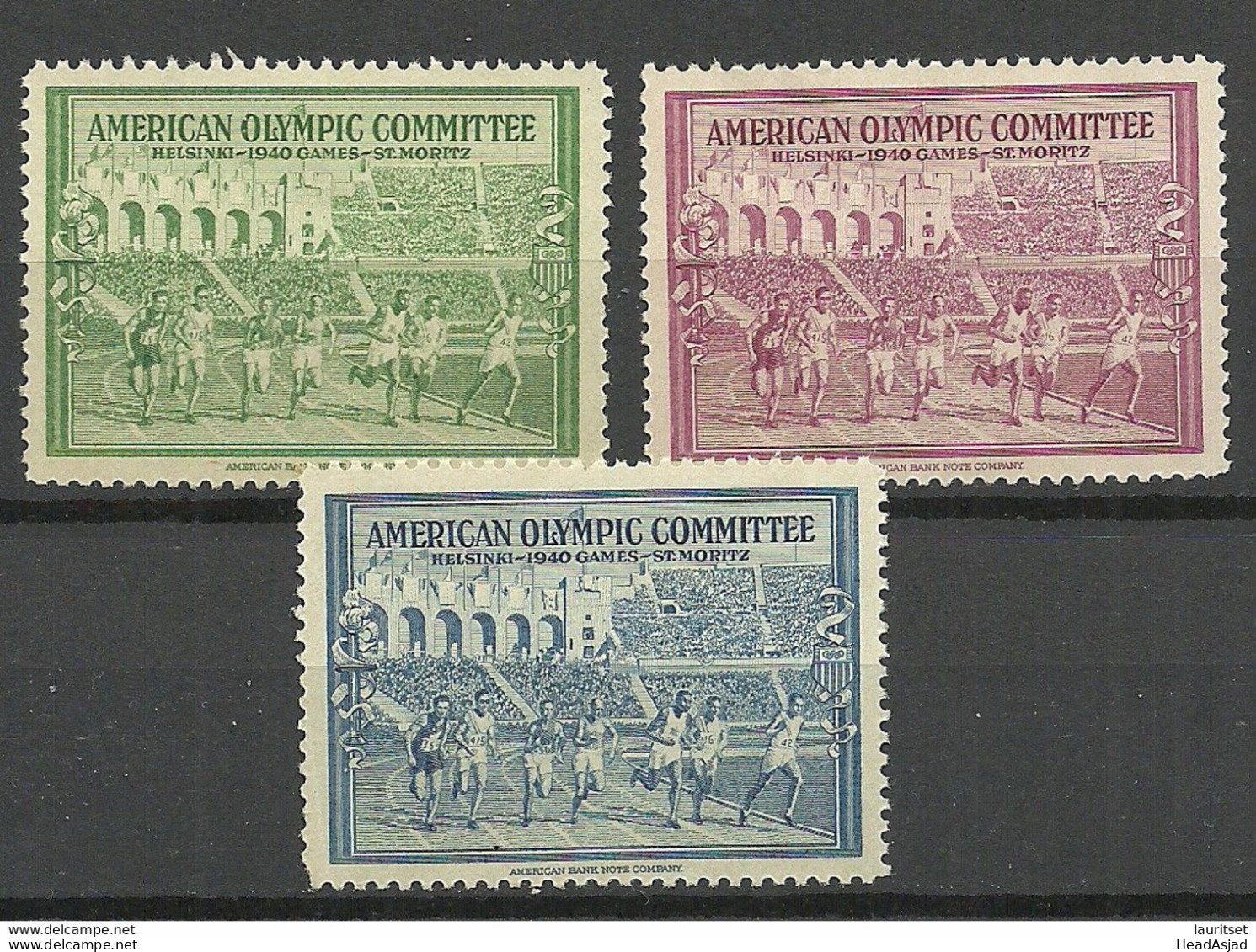 USA 1939/40 AMERICAN OLYMPIC COMMITEE HELSINKI 1940 Vignettes Poster Stamps MNH - Altri & Non Classificati