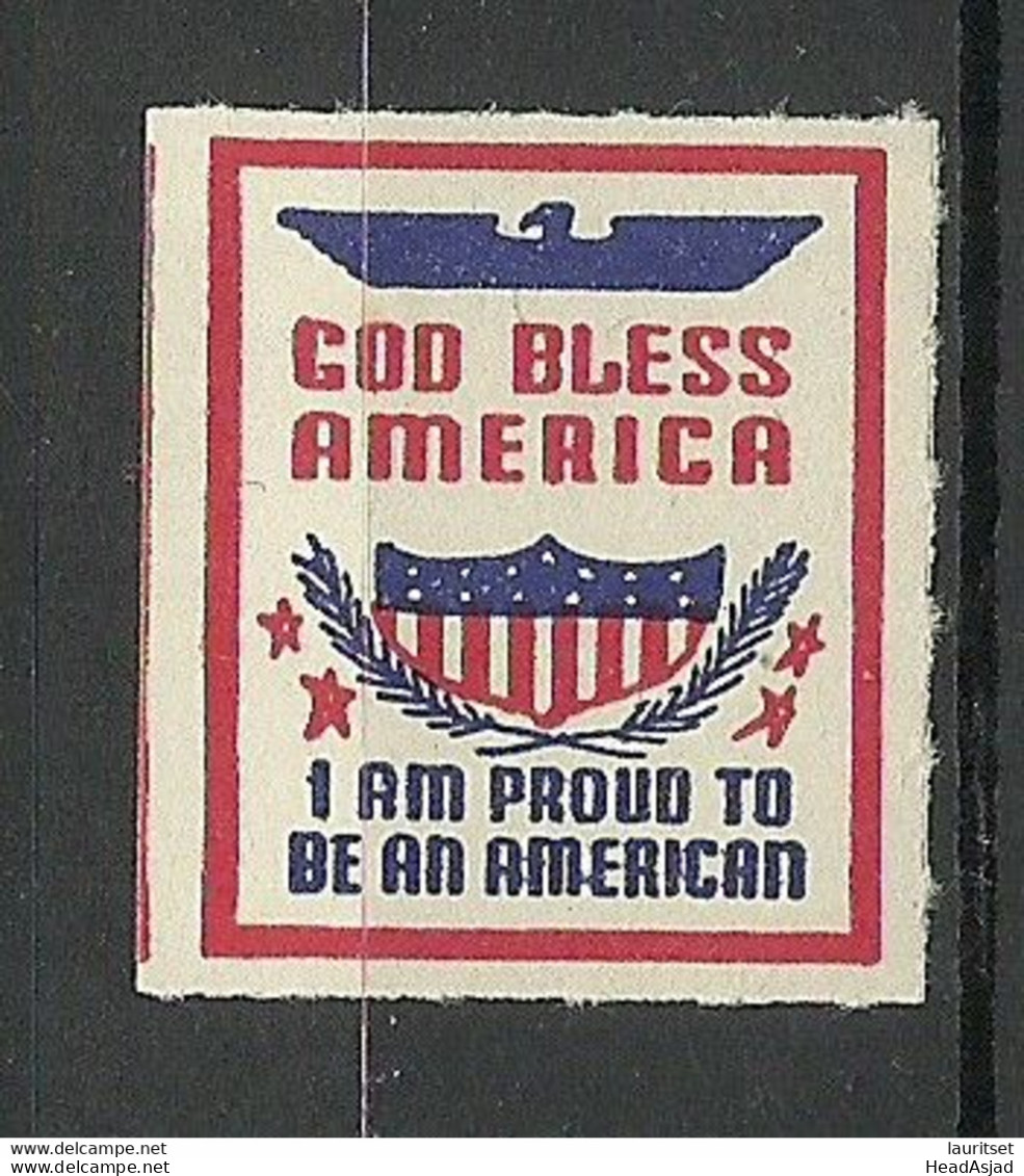 USA Patriotic Vignette Poster Stamp God Bless America MNH - Erinnofilie