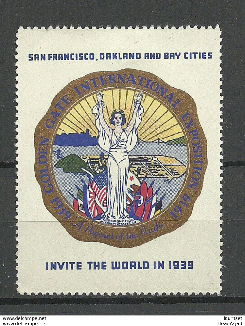 USA 1939 Golden Gate International Exhibition San Fransisco Vignette Poster Stamp * - Erinnofilie