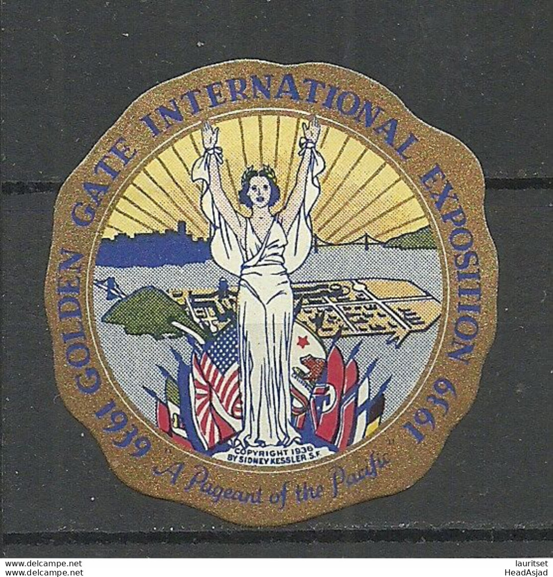 USA 1939 Golden Gate International Exhibition San Fransisco Vignette Poster Stamp * - Cinderellas